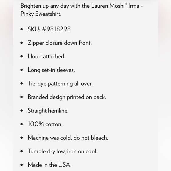 Lauren Moshi Multicolored Irma Pinky Swear Hooded Zip Front Sweatshirt Sz. M - Picture 10 of 10